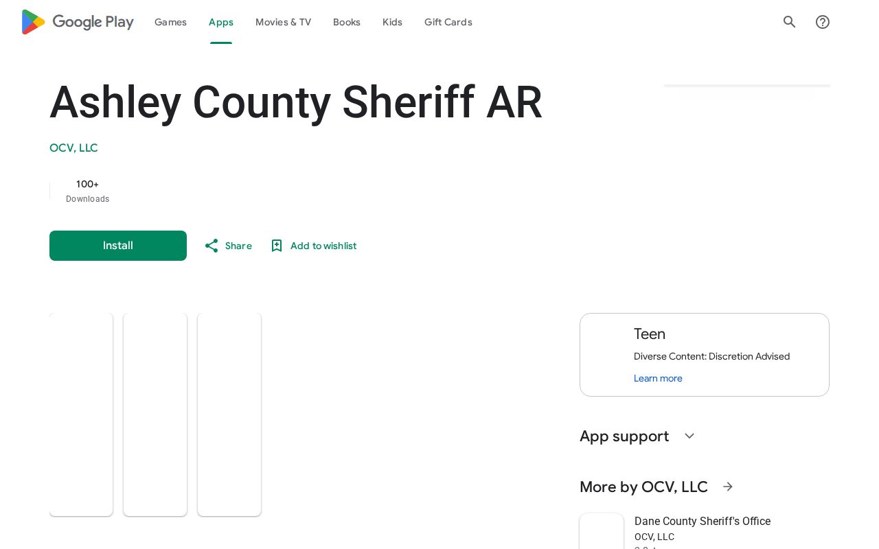 Official Android listing for the Ashley County Sheriff AR app